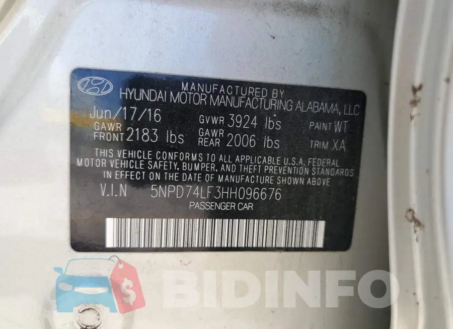 5NPD74LF3HH096676 Photo# 12