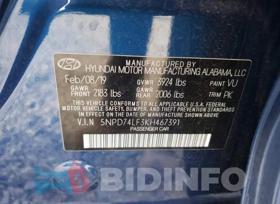 5NPD74LF3KH467391 Photo# 12