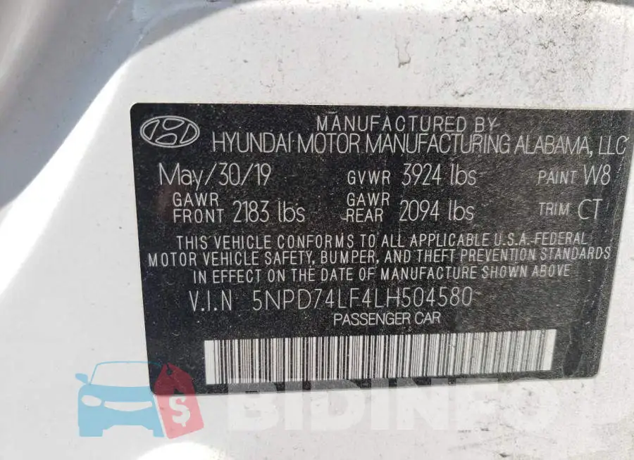 5NPD74LF4LH504580 Photo# 12