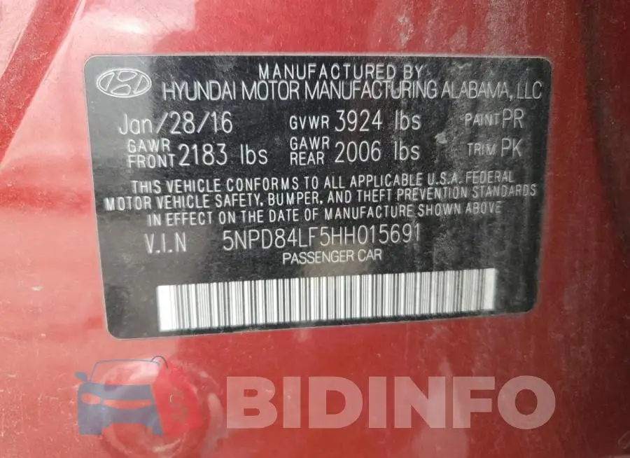 5NPD84LF5HH015691 Photo# 13