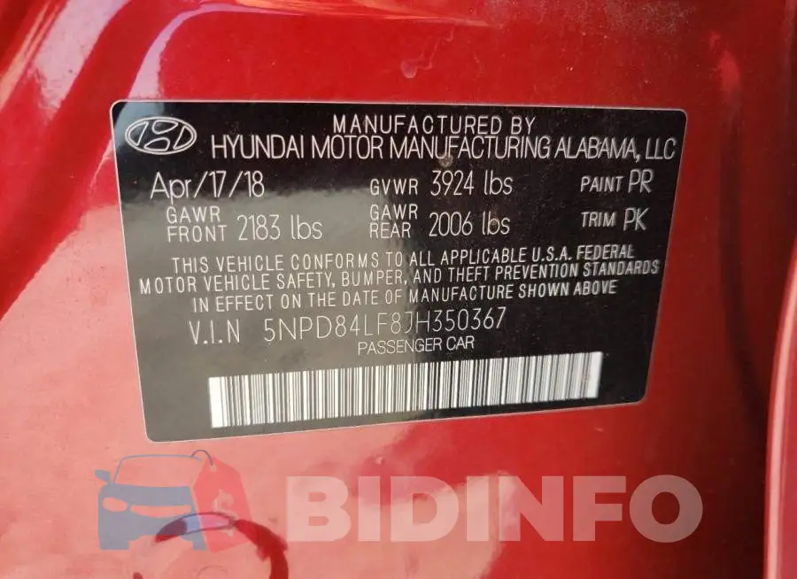 5NPD84LF8JH350367 Photo# 12