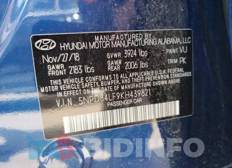 5NPD84LF9KH439821 Photo# 12