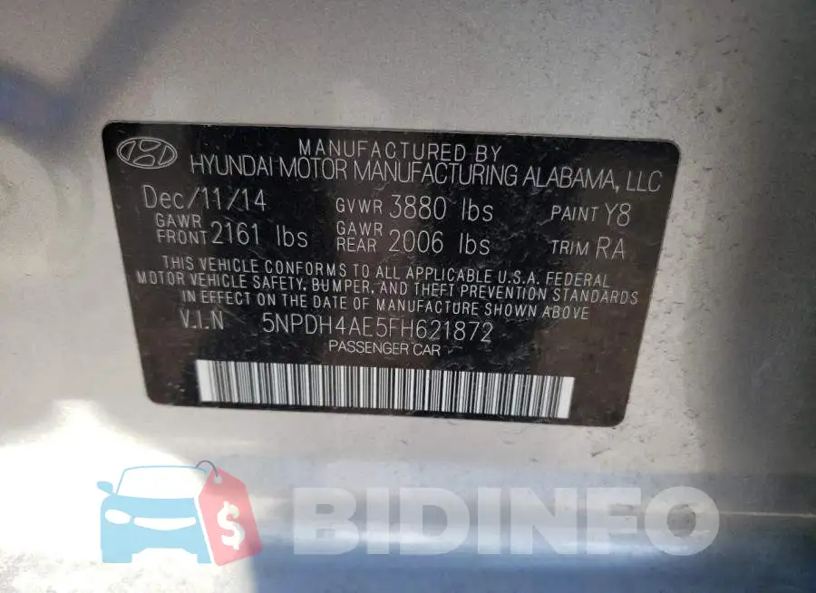5NPDH4AE5FH621872 Photo# 12