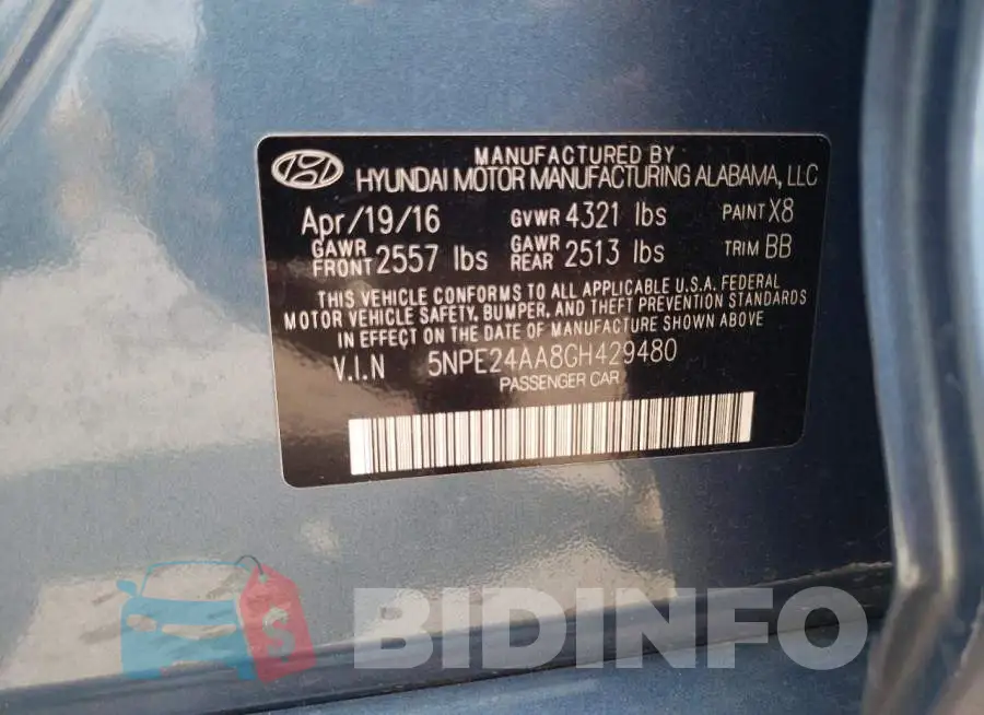 5NPE24AA8GH429480 Photo# 13