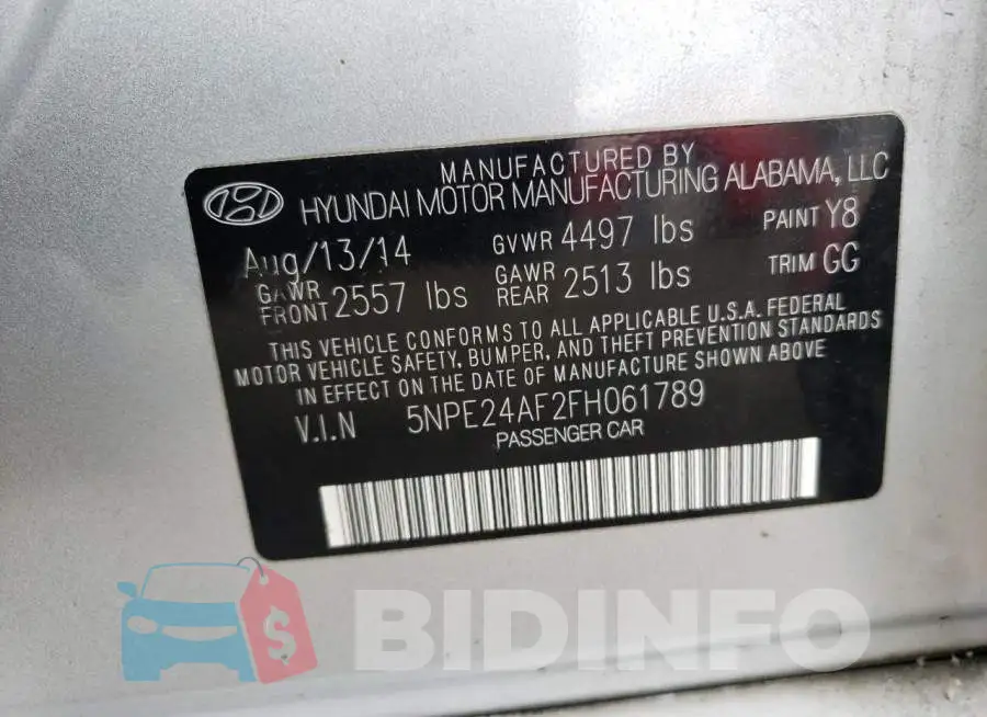 5NPE24AF2FH061789 Photo# 12