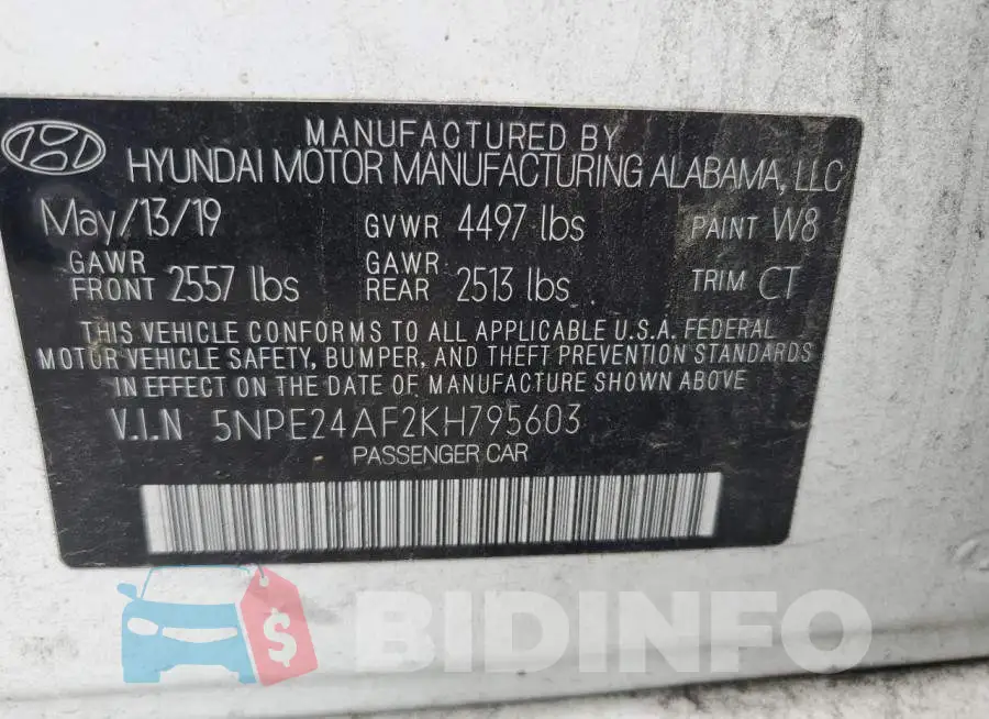 5NPE24AF2KH795603 Photo# 12