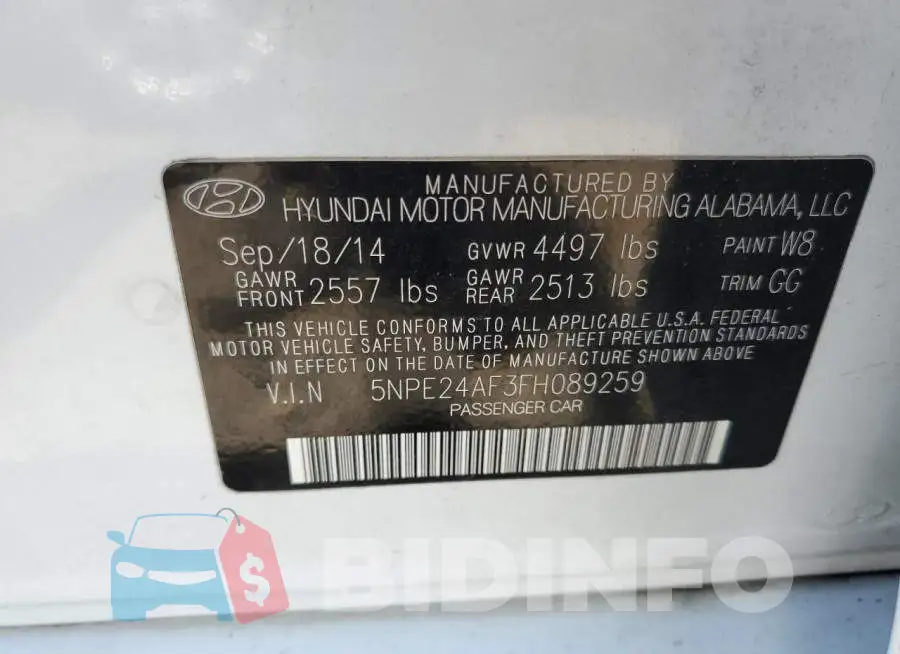 5NPE24AF3FH089259 Photo# 12