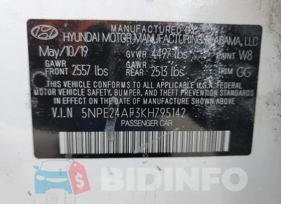 5NPE24AF3KH795142 Photo# 12