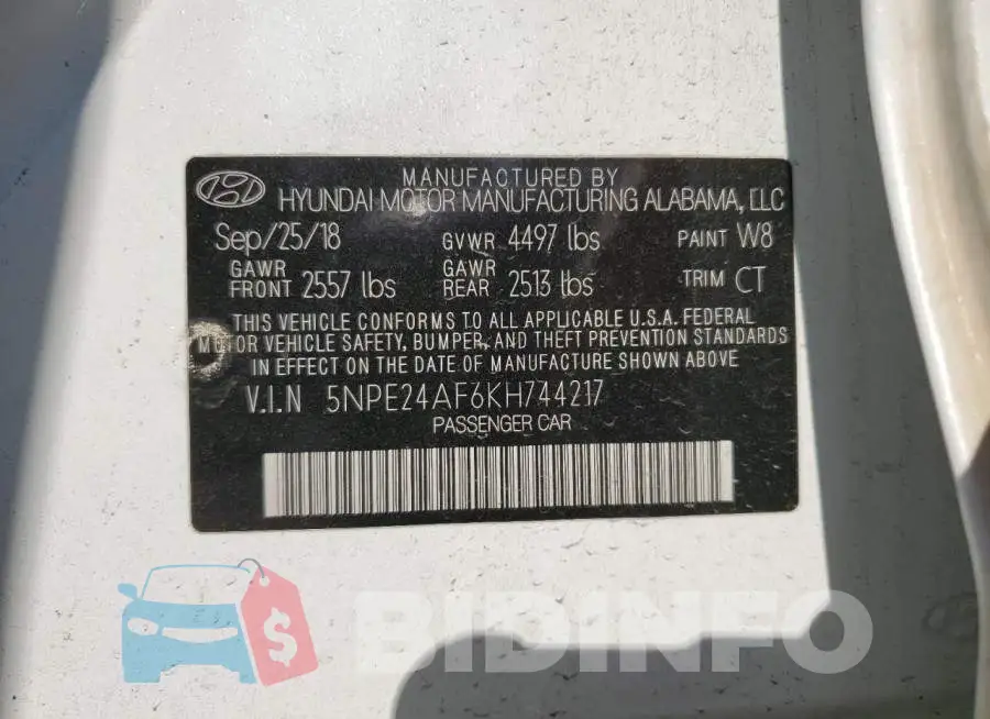 5NPE24AF6KH744217 Photo# 12