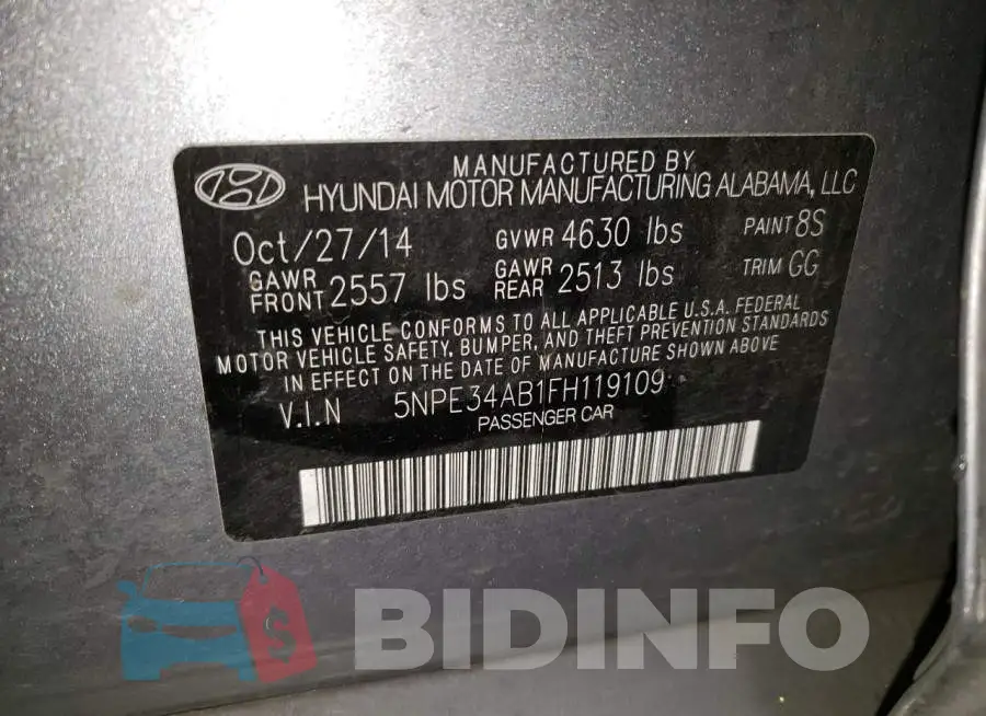 5NPE34AB1FH119109 Photo# 13