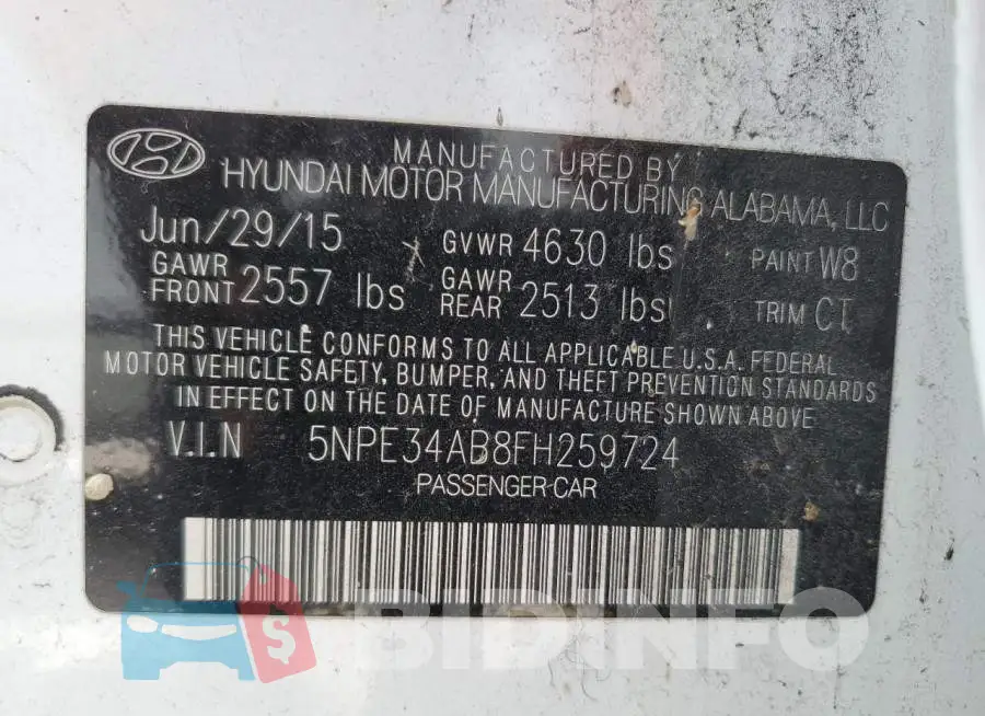 5NPE34AB8FH259724 Photo# 12
