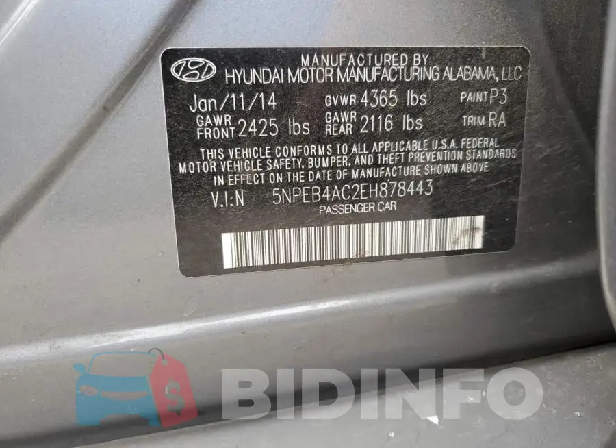 5NPEB4AC2EH878443 Photo# 12