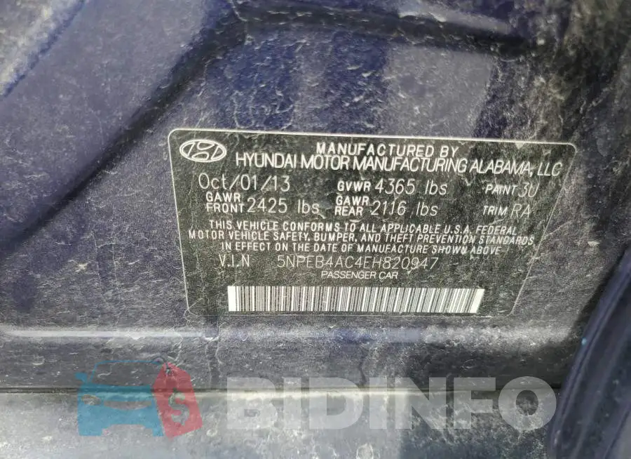 5NPEB4AC4EH820947 Photo# 12