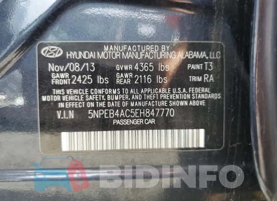 5NPEB4AC5EH847770 Photo# 12