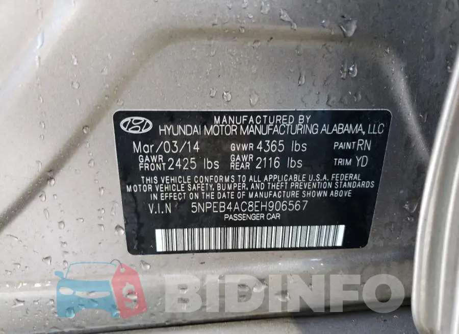 5NPEB4AC8EH906567 Photo# 12