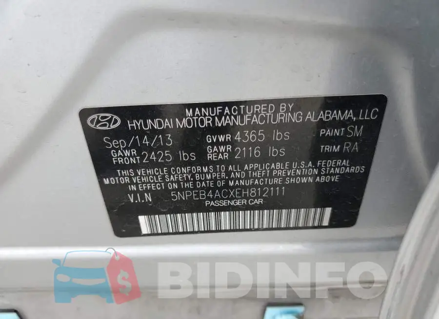5NPEB4ACXEH812111 Photo# 12