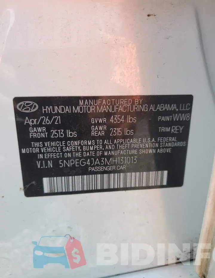 5NPEG4JA3MH131013 Photo# 12