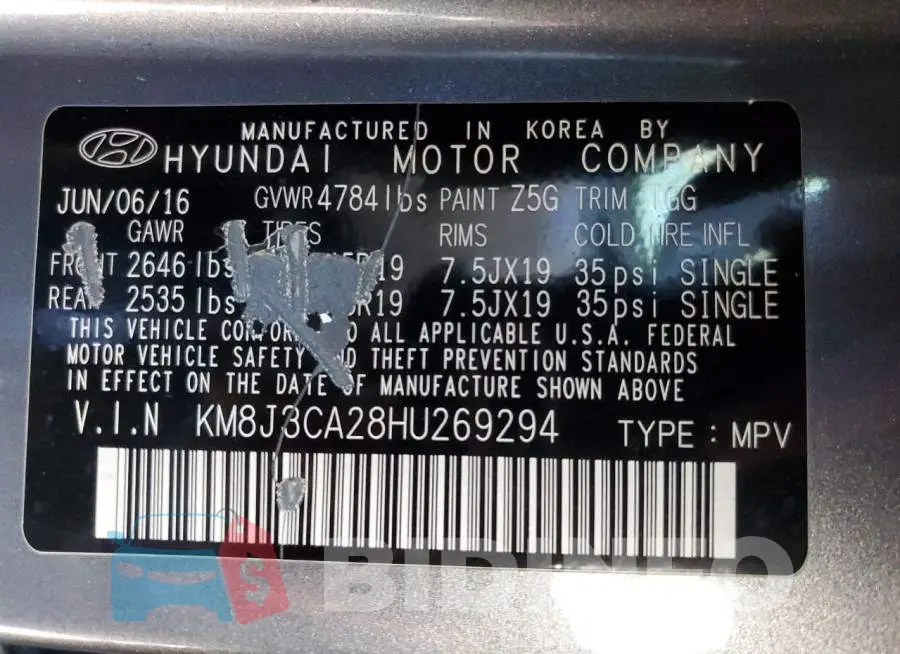 KM8J3CA28HU269294 Photo# 12