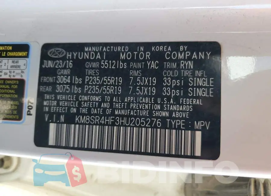 KM8SR4HF3HU205276 Photo# 14