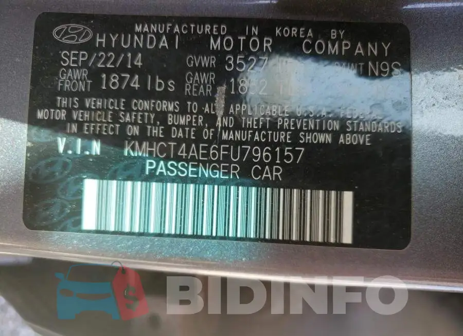 KMHCT4AE6FU796157 Photo# 12