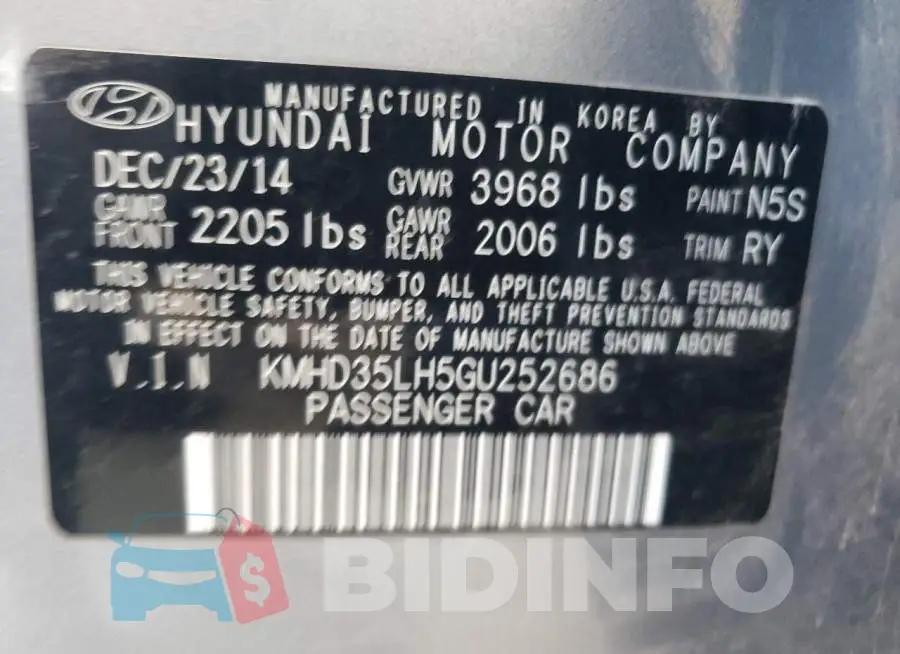 KMHD35LH5GU252686 Photo# 12