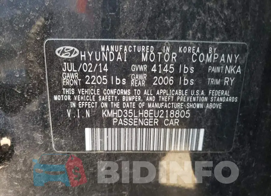 KMHD35LH8EU218805 Photo# 12