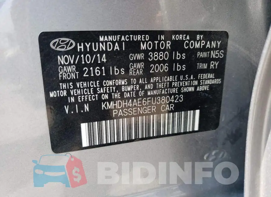 KMHDH4AE6FU380423 Photo# 13