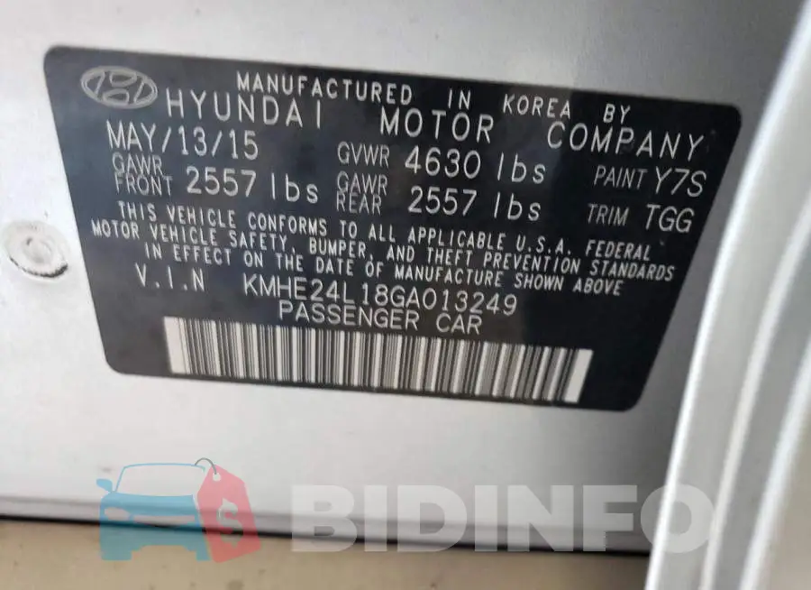 KMHE24L18GA013249 Photo# 12