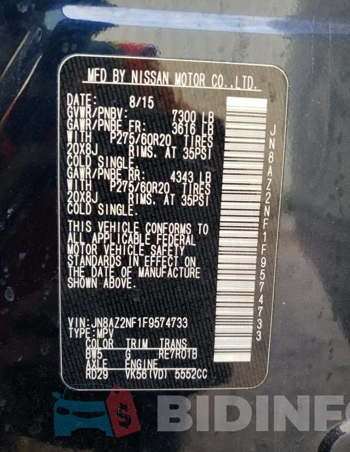 JN8AZ2NF1F9574733 Photo# 13
