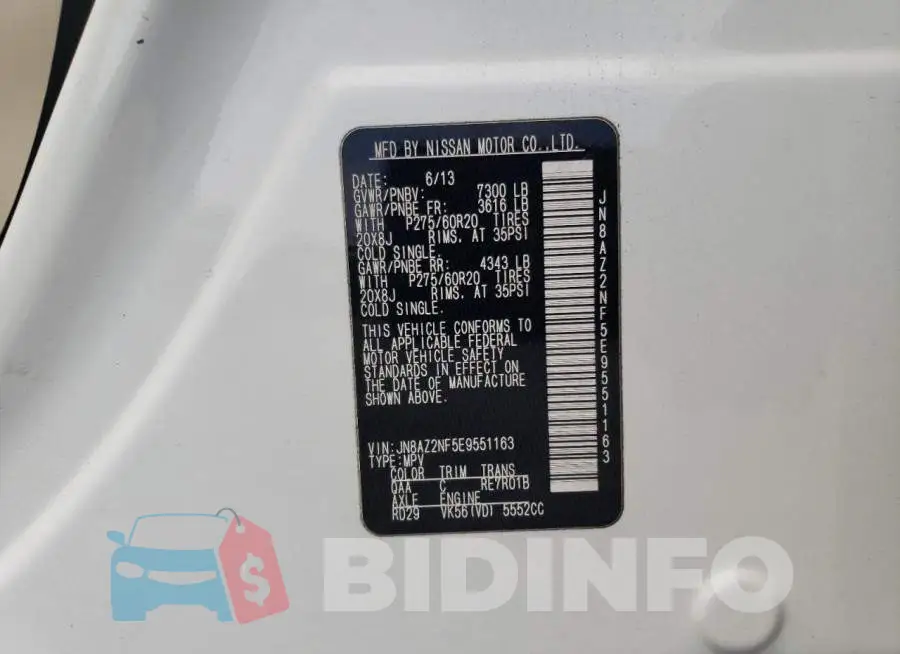 JN8AZ2NF5E9551163 Photo# 13