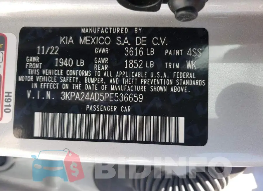 3KPA24AD5PE536659 Photo# 12