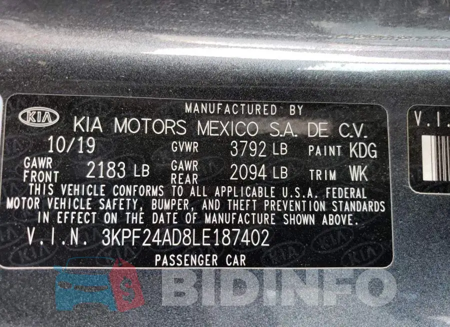 3KPF24AD8LE187402 Photo# 12