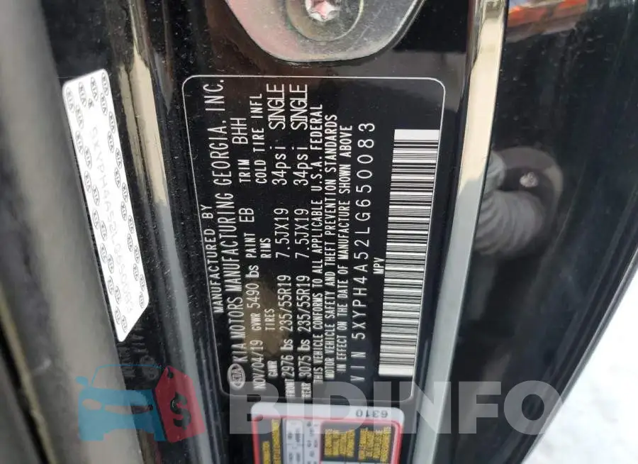 5XYPH4A52LG650083 Photo# 13