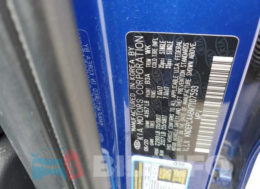 KNDEPCAA6M7107593 Photo# 12