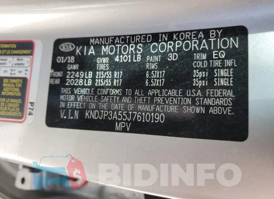 KNDJP3A55J7610190 Photo# 14