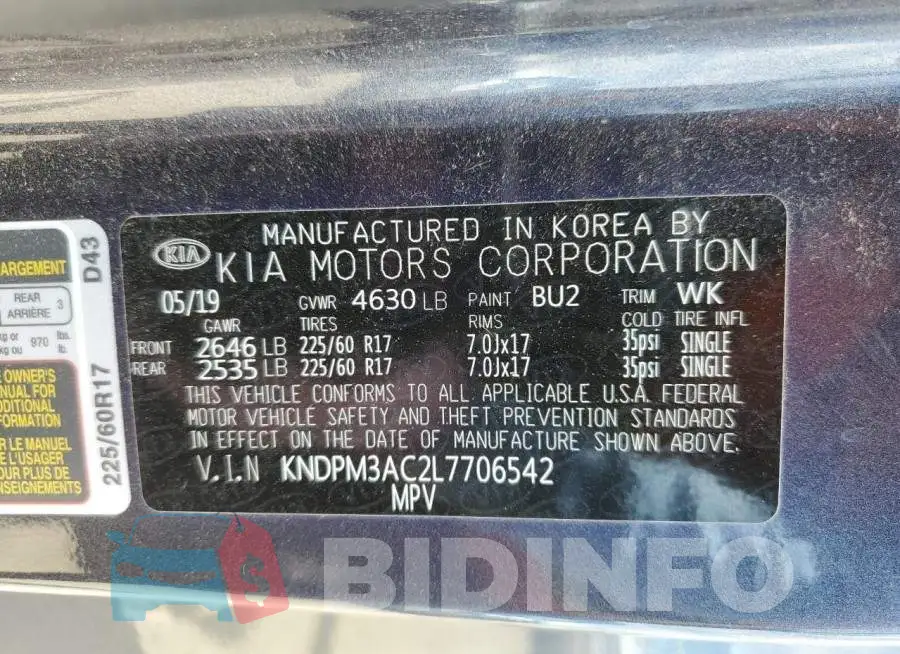 KNDPM3AC2L7706542 Photo# 13