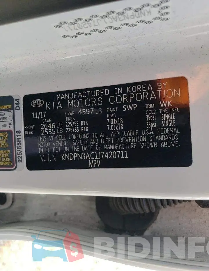 KNDPN3AC1J7420711 Photo# 12