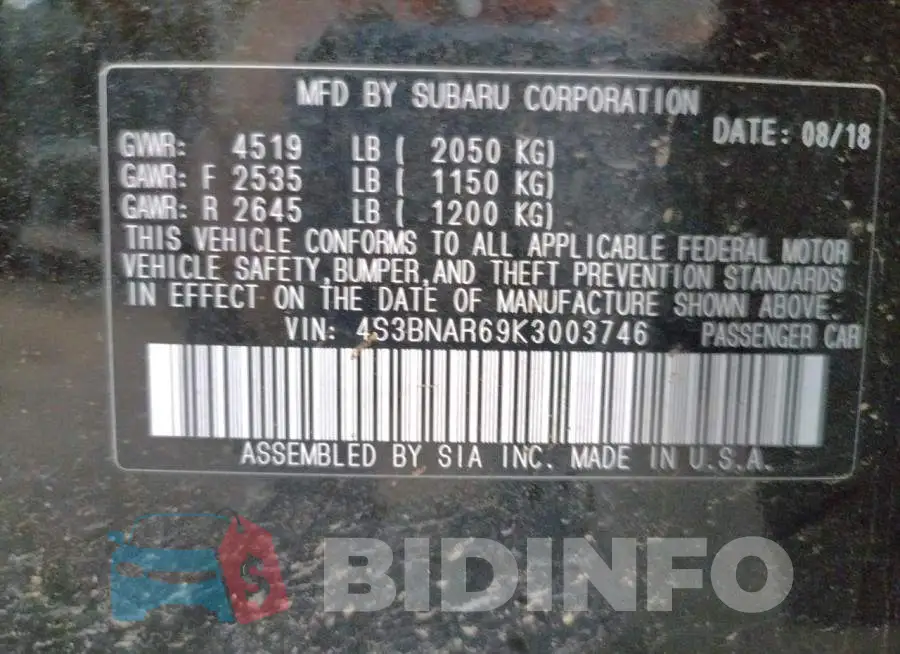 4S3BNAR69K3003746 Photo# 13