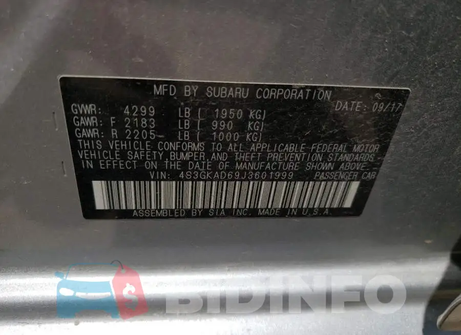 4S3GKAD69J3601999 Photo# 13