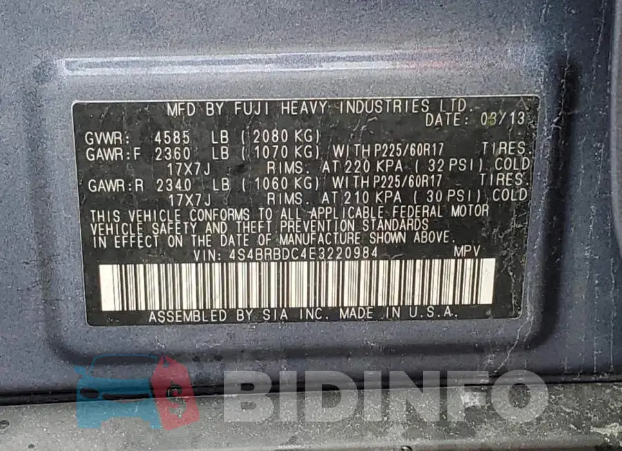 4S4BRBDC4E3220984 Photo# 12