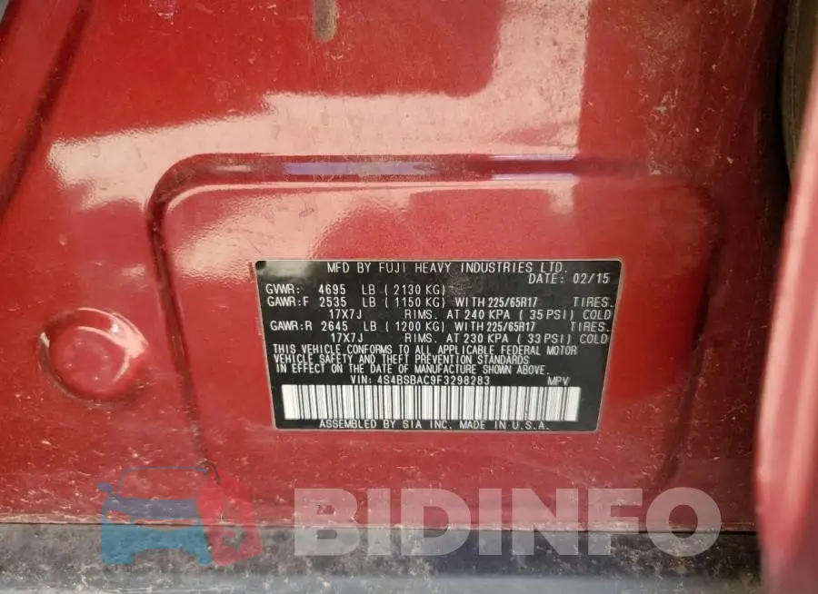 4S4BSBAC9F3298283 Photo# 14