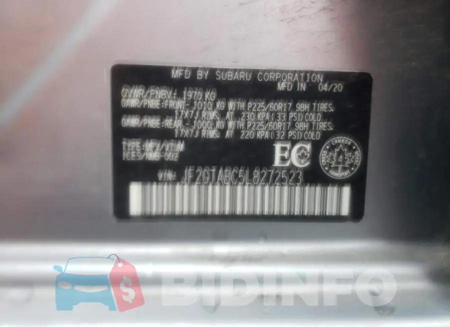 JF2GTABC5L8272523 Photo# 13