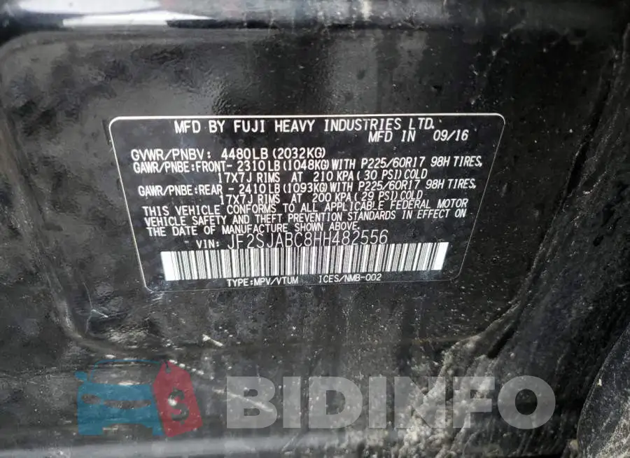 JF2SJABC8HH482556 Photo# 13