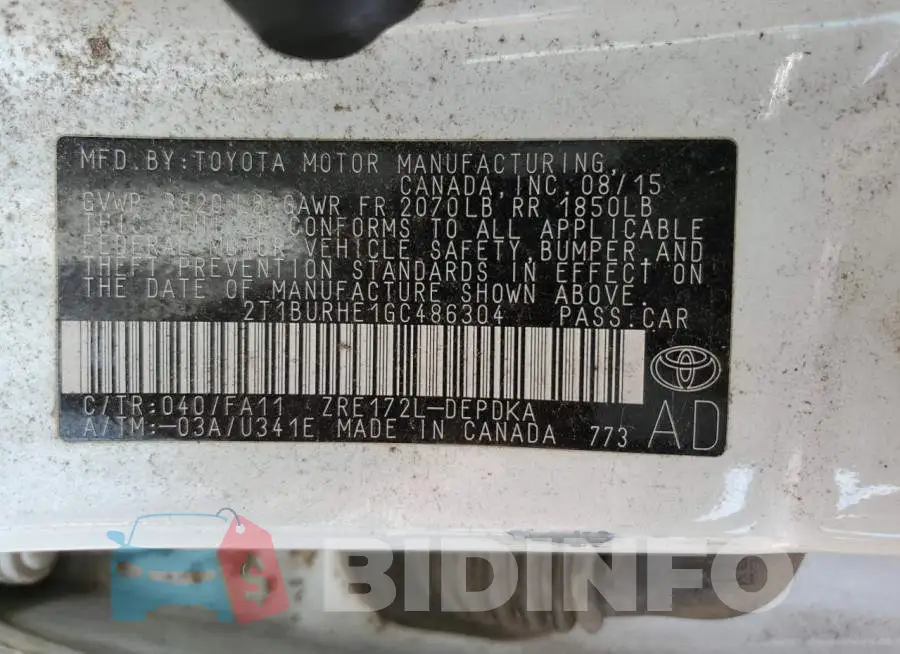 2T1BURHE1GC486304 Photo# 12