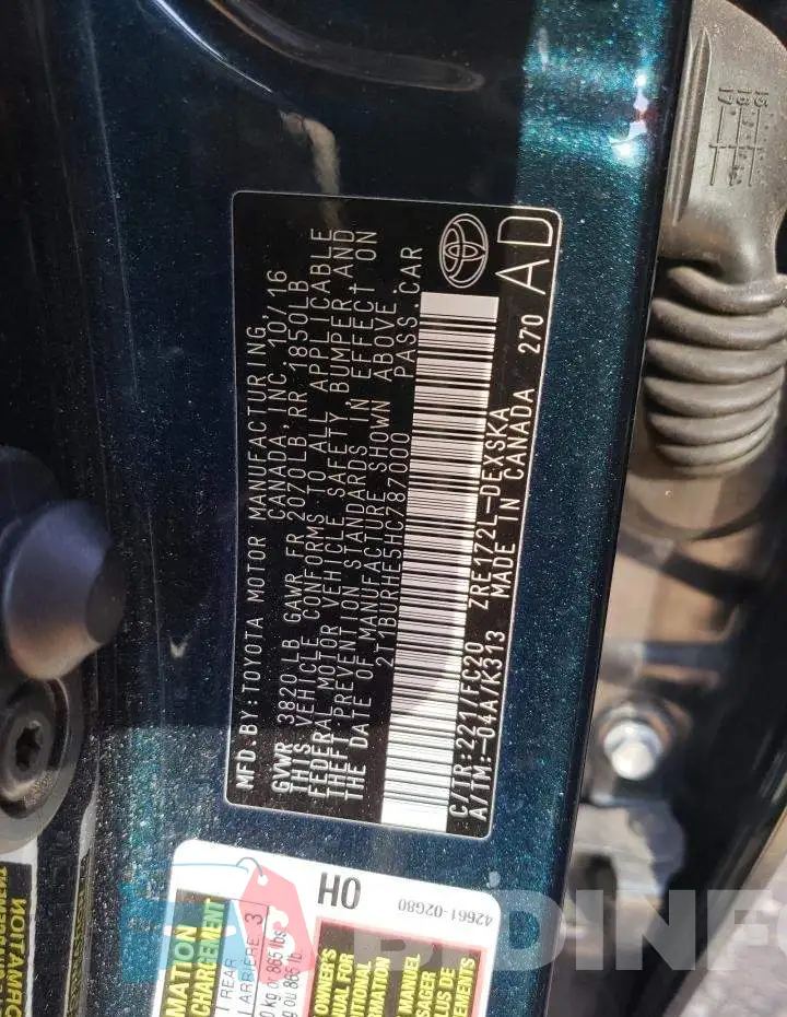 2T1BURHE5HC787000 Photo# 10