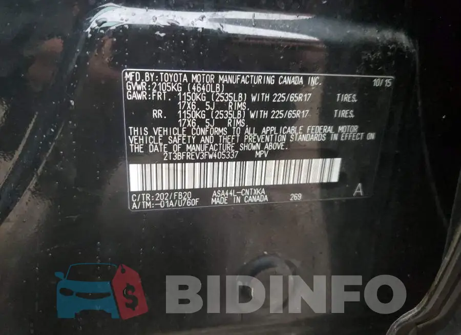 2T3BFREV3FW405337 Photo# 12