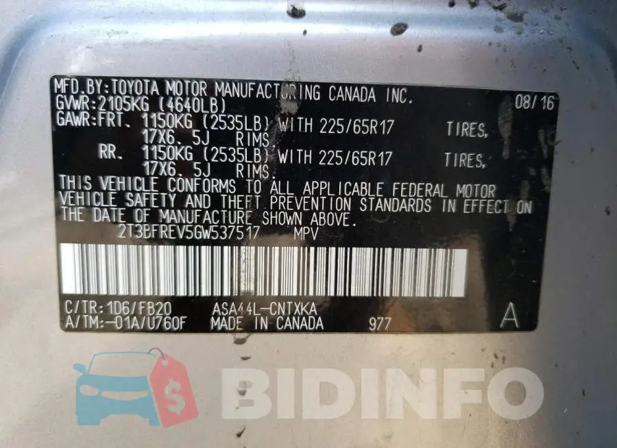 2T3BFREV5GW537517 Photo# 12