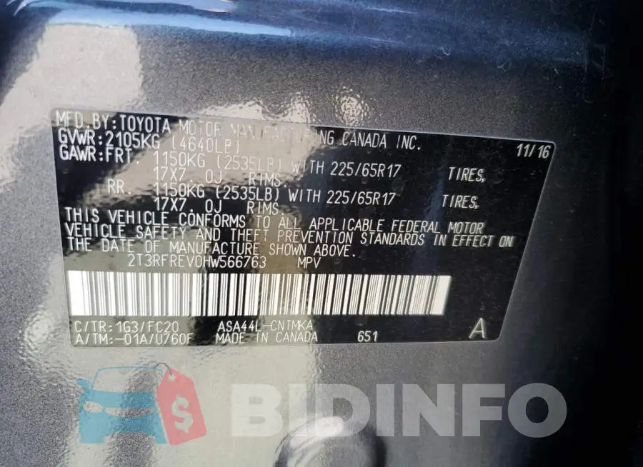 2T3RFREV0HW566763 Photo# 12