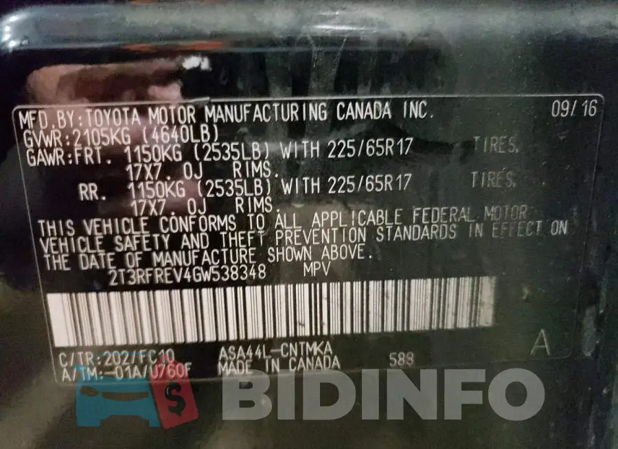 2T3RFREV4GW538348 Photo# 12