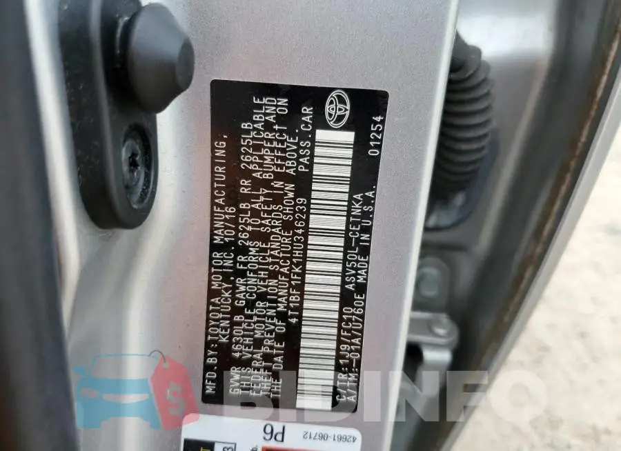 4T1BF1FK1HU346239 Photo# 13
